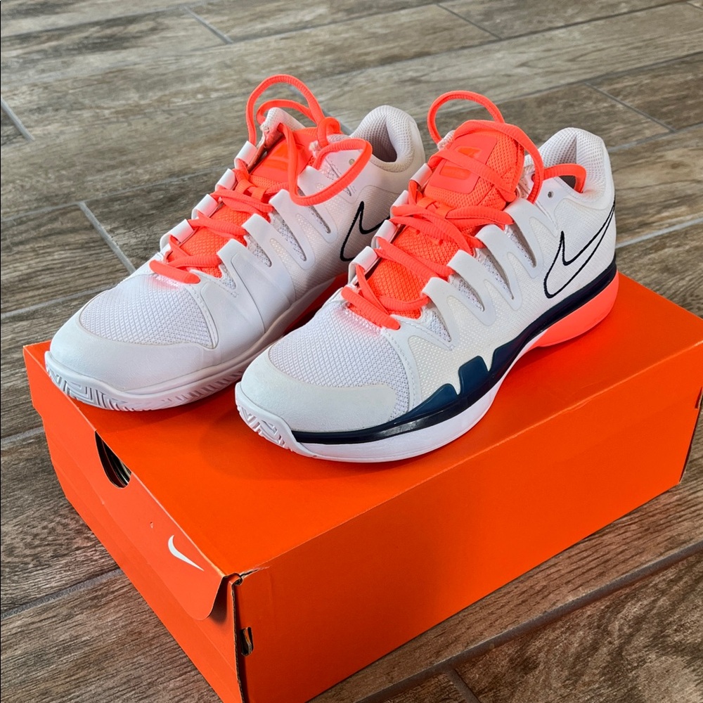 Nike White and Neon Orange Sneakers